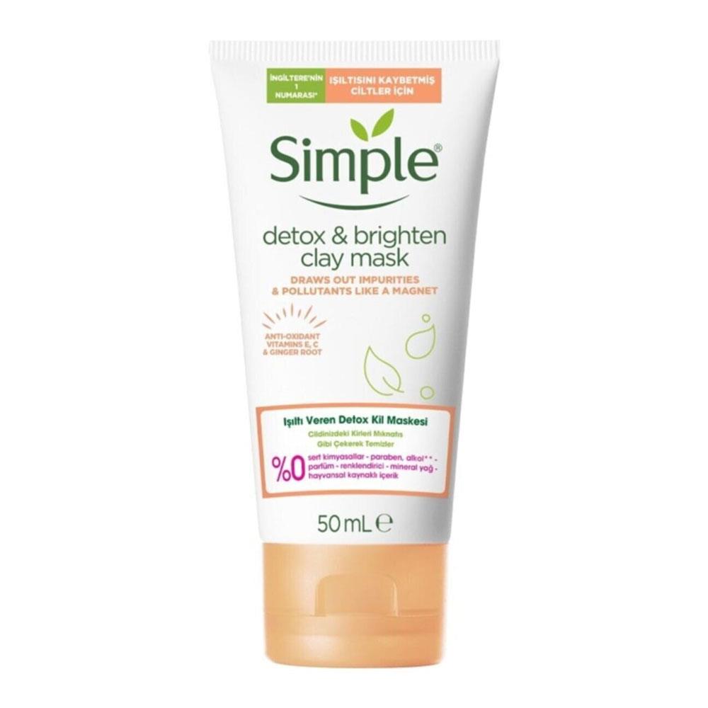 ماسک خاک رس روشن کننده و سم زدای پوست سیمپل مدل Protect N Glow حجم 50 میل