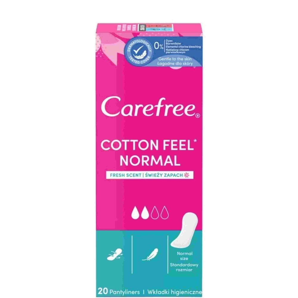 پد روزانه کرفری Carefree مدل Cotton Feel سایز نرمال بسته 20 عددی