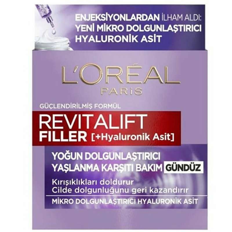 کرم روز ضد پیری و پر کننده لورآل سری Revitalift Filler حاوی هیالورونیک اسید 50 میل