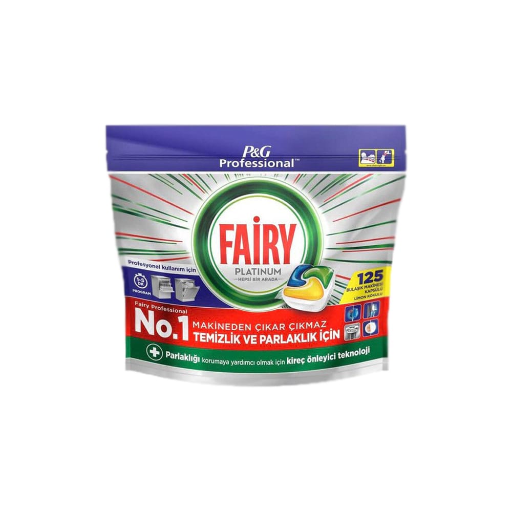 قرص ماشین ظرفشویی فیری پلاتینیوم مدل Hepsi Bir Arada با رایحه لیمو 125 عددی