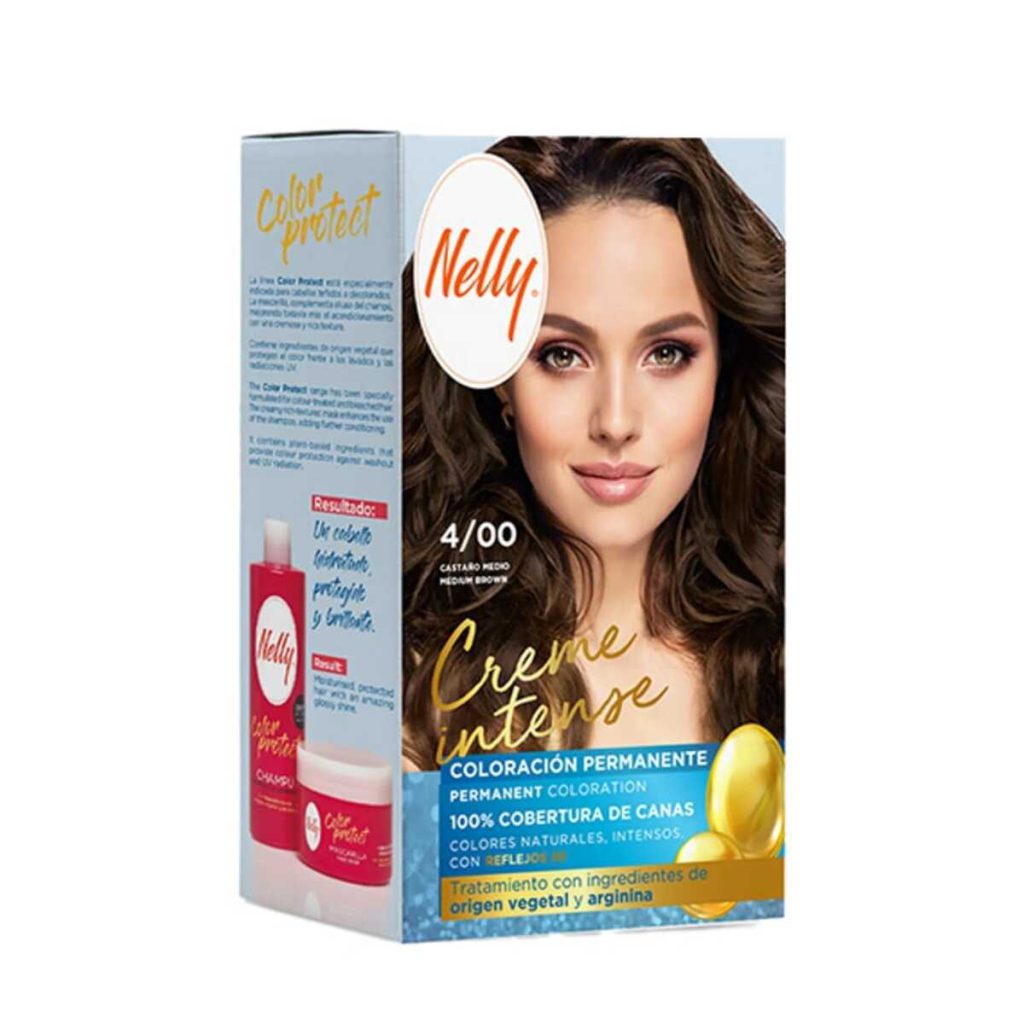 کیت رنگ مو نلی NELLY مدل Creme Intense ضد ریزش مو شماره 4/00