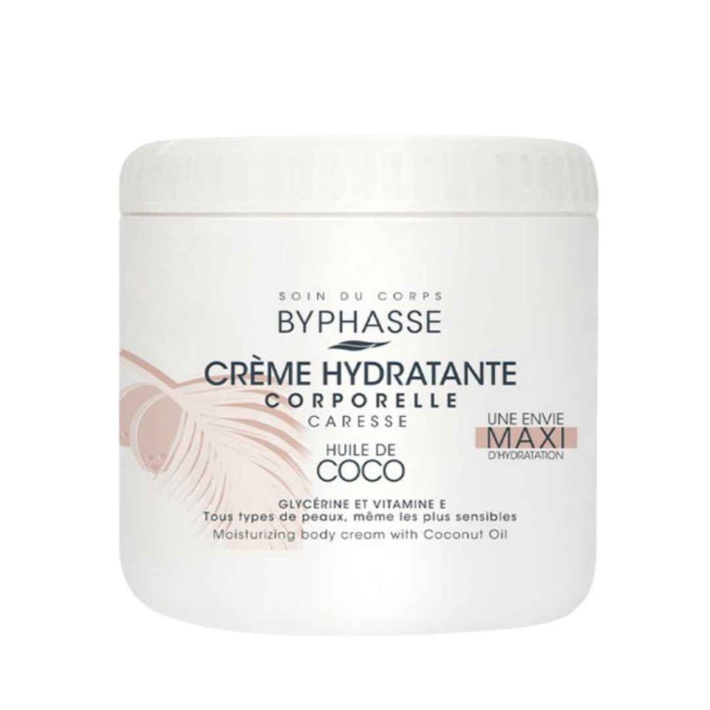 کرم مرطوب کننده بدن بایفاس حاوی روغن نارگیل مناسب انواع پوست 500 میل