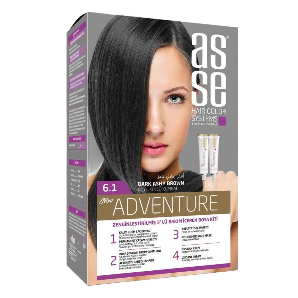 رنگ مو بدون آمونیاک آسه asse خاکستری تیره شماره 6.1 دو تیوپ حجم 50 میل