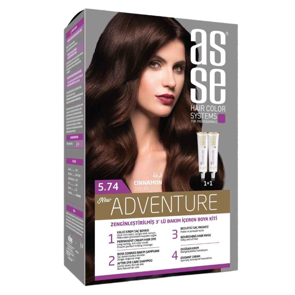رنگ مو بدون آمونیاک آسه asse دارچین شماره 5.74 دو تیوپ 50 میل